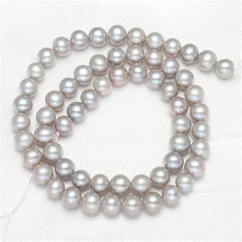 Yyw High Quality Mm Natural Freshwater Pearl Beads Grey Pearl