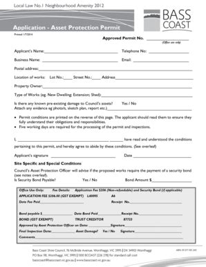 Fillable Online Asset Protection Permit Application Form Bass Fax