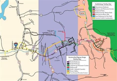 Smoky Mountain Trolley Map Trolley Map Gatlinburg Pigeon Forge