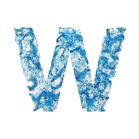 Alphabet Letter W Uppercase Liquid Font Made Of Blue Transparent Water