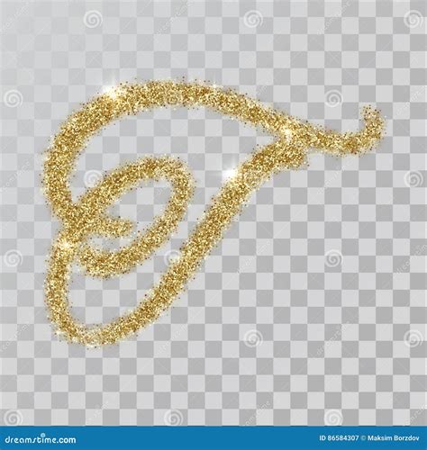 Gold Glitter Powder Letter T In Hand Painted Style Stock Vector