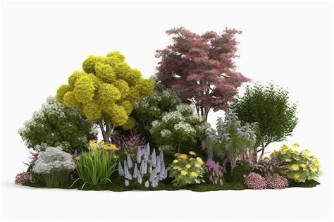 Premium Ai Image Beautiful Garden Plants Flower And Trees Isolated On
