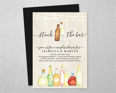 Stock The Bar Invitation Template Bridal Wedding Couple Etsy