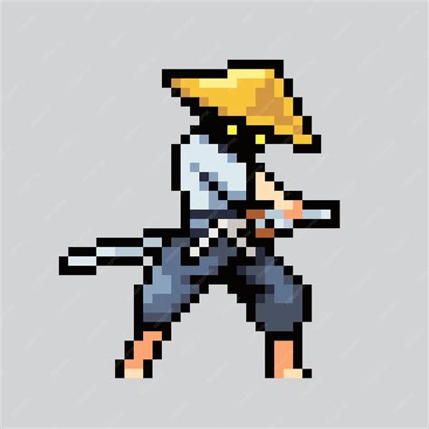 Premium Vector Pixel Art Illustration Samurai Pixelated Japan Samurai