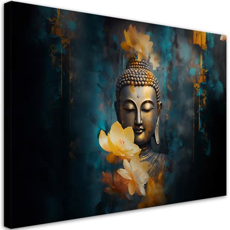 Latitude Vive Buddha And Golden Flowers Wrapped Canvas Art Prints