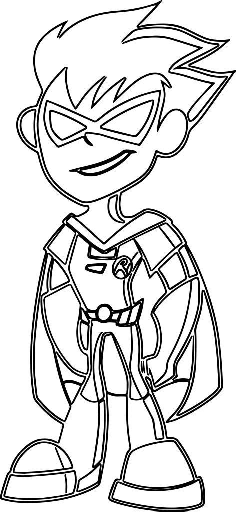 Teen Titans Go Robin Outline Coloring Page - Wecoloringpage.com