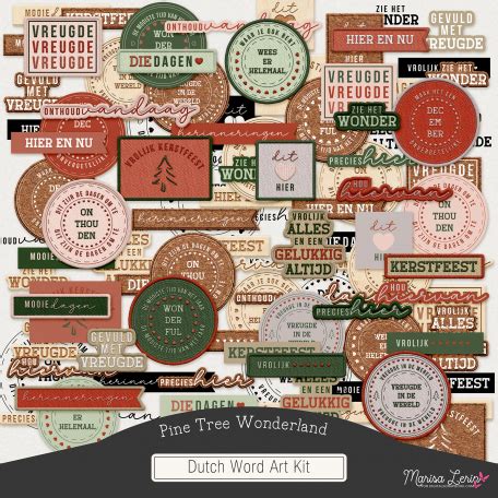 Pine Tree Wonderland Dutch Word Art Kit By Marisa Lerin Graphics Kit