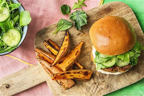 Chicken Burger With Sweet Potato Wedges Recipe Hellofresh Recipe Sweet Potato Wedges