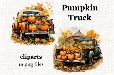 Pumpkin Pick-up Truck, Fall Decoration Graphic by MashMashStickers ...