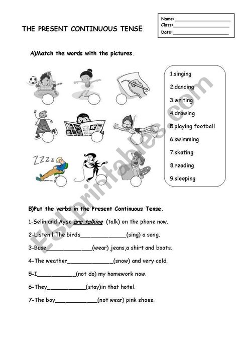 Present Continuous Tense Worksheet ESL Worksheet By Azmin Present