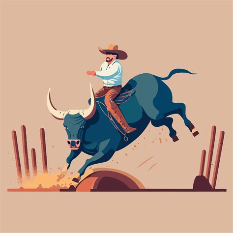 Bull Riding Cowboy 18973717 Vector Art At Vecteezy