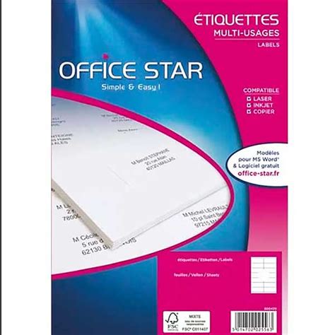 Office Star Etiquettes Multi Usage Blanches 38 1 X 21 2 Mm X 6500