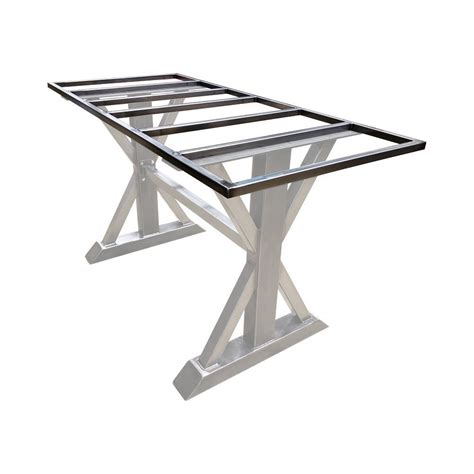 Counter Height Tall Steel Trestle Table Legs With Crossbeam