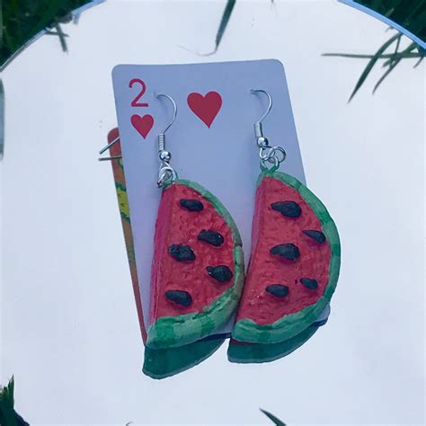 Handmade Watermelon Drop Earrings Etsy