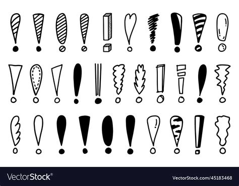 Handwritten Exclamation Mark Doodle Hand Draw Vector Image