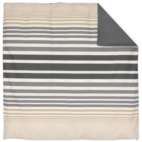 Housse De Couette X Cm Percale Pur Coton Stripe Ficelle Gris