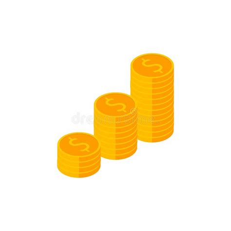 Coin Isometric Pile Of Money Vector Flat Icon Stock Vector