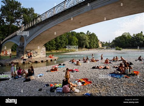 Isar River Praterinsel Munich Bavaria Germany Stock Photo Alamy