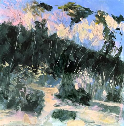 Bright Winter Light On Cliff Trees Painting by Nikki Wheeler | Saatchi Art