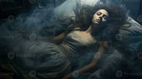 Woman suffering from sleep paralysis lying in her bed 30251447 Stock ...