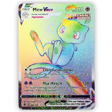 Mew Vmax Fusion Strike Full Art Holo Rainbow Rare Etsy New