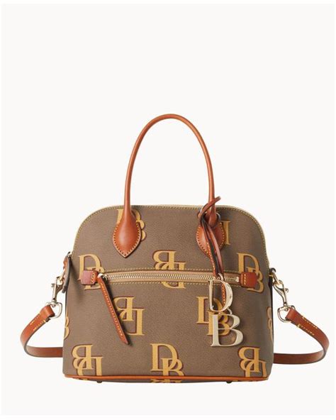 Dooney Bourke Canvas Monogram Domed Satchel In Taupe Gray Lyst