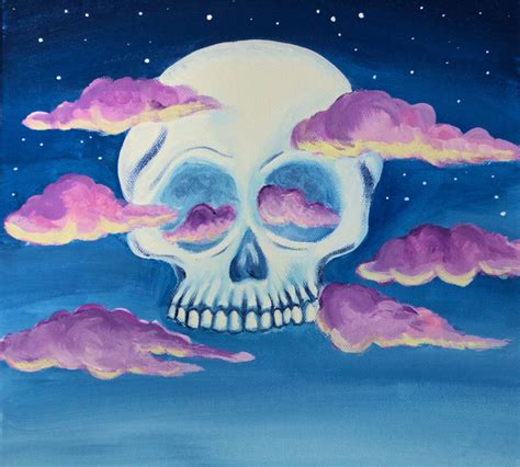 Head In The Clouds Art Print Skeleton Art Print Starry Sky Etsy