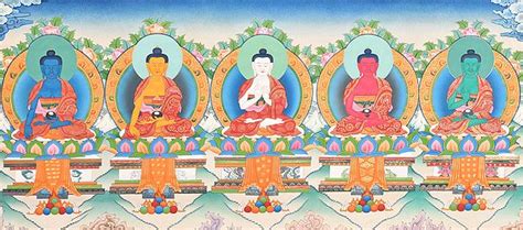 Five Dhyani Buddhas Tibetan Buddhist Deity Exotic India Art