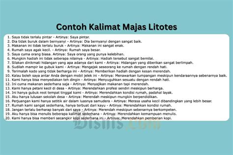 contoh majas litotes  artinya