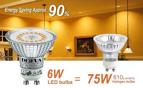 Deifua Ampoule Led Gu10 Blanc Chaud 750 Lumens 6w équivalent 75w