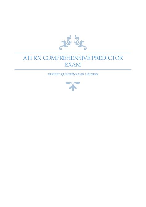 ATI RN COMPREHENSIVE PREDICTOR EXAM SEVERAL Q A VERIFIED AND 100