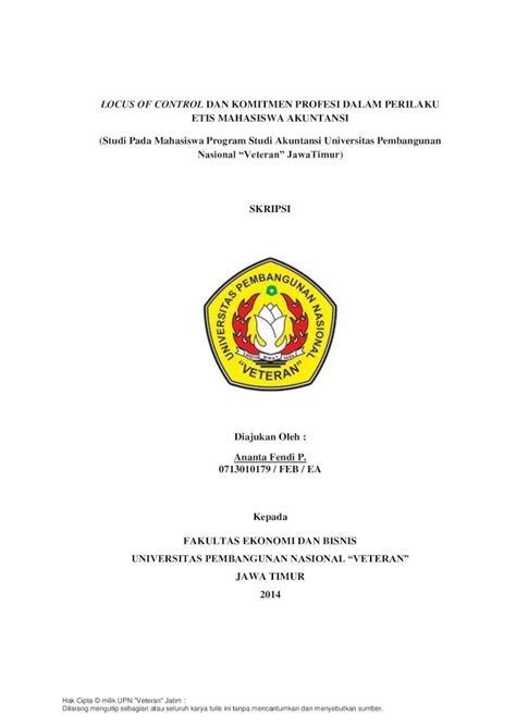 Pdf Locus Of Control Dan Komitmen Profesi Dalam Perilaku Etis