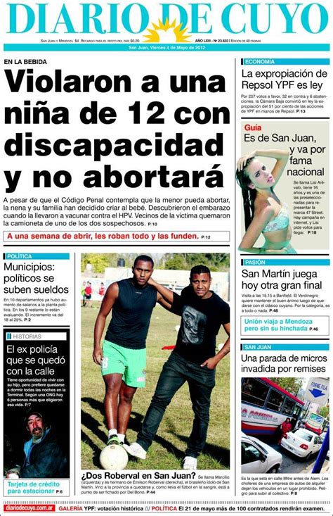 Periódico Diario De Cuyo Argentina Periódicos De Argentina Edición