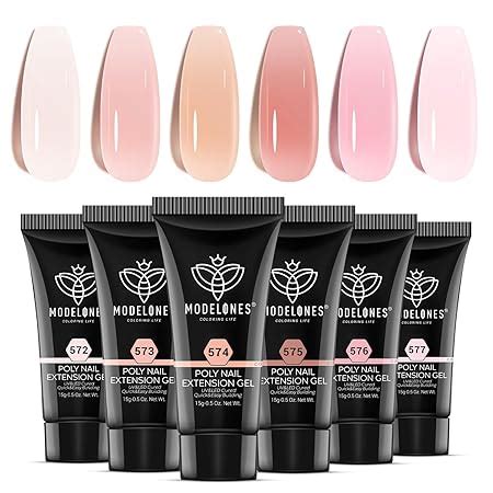 Amazon Modelones Poly Gel Set Colors Jelly Gel Milky White Sheer Pink Nude Translucent