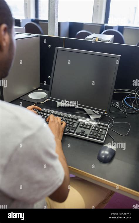 man typing  computer stock photo alamy
