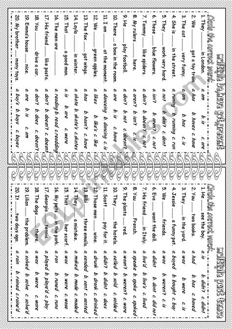 Present And Past Esl Worksheet By Sictireala8