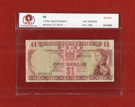 Fiji Dollar Queen Elizabeth Ii Banknote Sns Coins