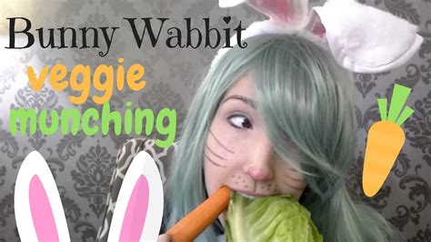 Asmr Bunny Rabbit Roleplay ~ Eating And Munching On A Carrot And Lettuce ~ Youtube