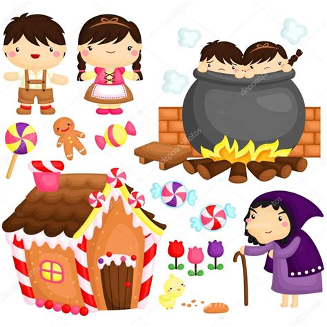 Hansel and Gretel Vector Set — Stock Vector © comodo777 #72130223