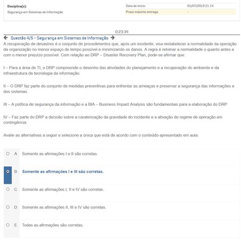 Seguran A Em Sistemas De Informa O Uninter Apol Nota