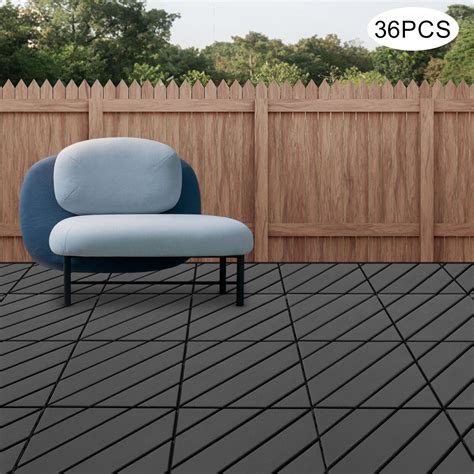 36PCS Plastic Composite Patio Deck Tiles 12x12 Interlocking Decking