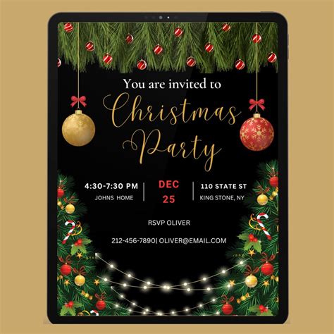 Editable Christmas Party Invitation Christmas Invite Christmas Black