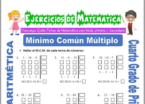 Ejercicios de Mínimo Común Múltiplo para Cuarto de Primaria