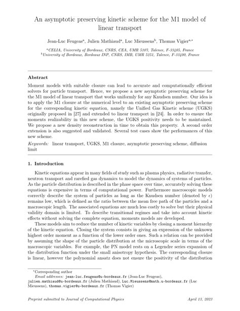 PDF An Asymptotic Preserving Kinetic Scheme For The M1 Model Of