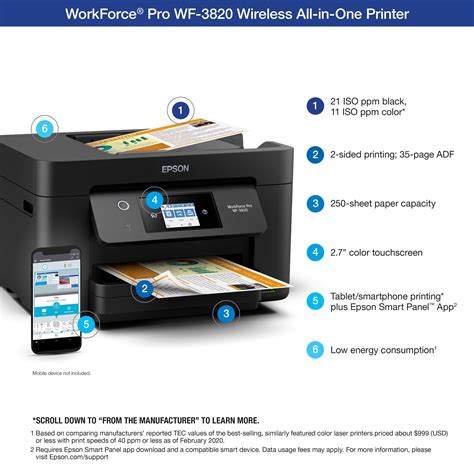 Epson WorkForce Pro WF 3820 Wireless All In One Printer With Auto 2