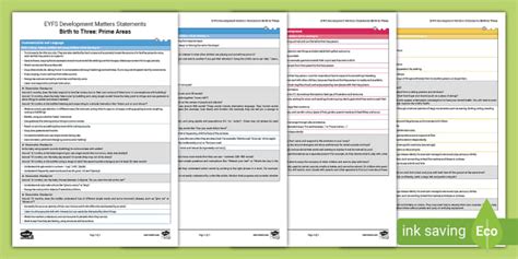 EYFS Development Matters Statements Birth To Three Prime Areas