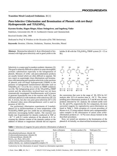 Pdf Transition Metal Catalyzed Oxidations Para Selective