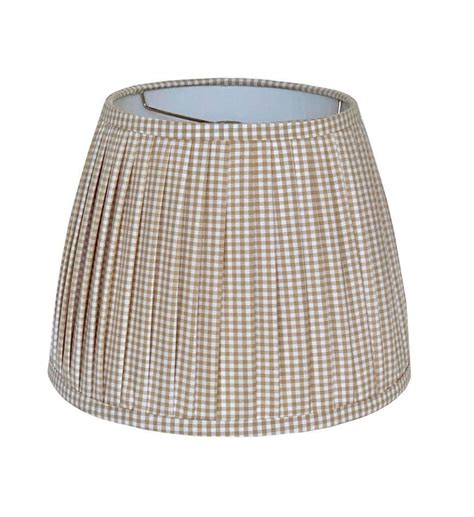 Pleated Lampshade Beige Lamp Shade Blue Gingham Pleated Sconce Etsy