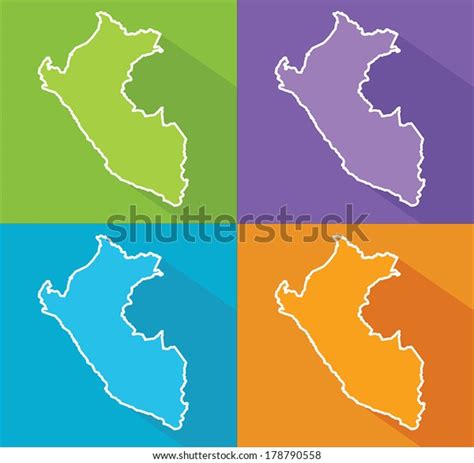 Colorful Map Silhouette Shadow Peru Stock Vector Royalty Free 178790558 Shutterstock