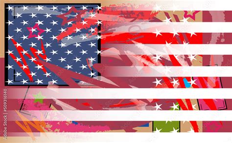 American flag graffiti, colorful pop art background USA vector. Stock ...